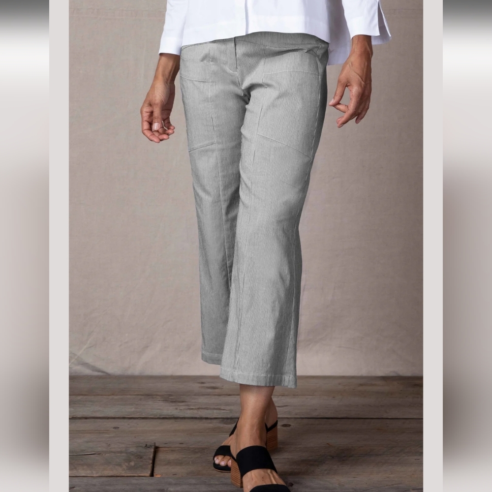 Habitat Women's Light Gray Cropped Wide-Leg Pants